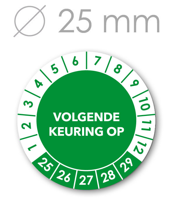 Volgende Keuring tot 5 jaargangen 25 mm GROEN